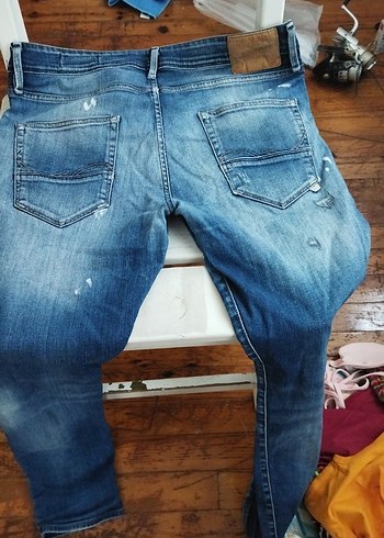 Erkek Mavi Kot Pantolon Bol Kesim - Görsel 4