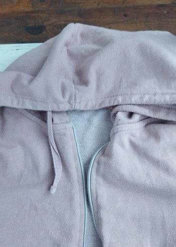 Kapüşonlu Fermuarlı Pembe Hamile Yeleği - Görsel 2