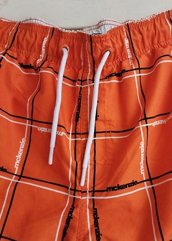 Turuncu Kareli Belden Bağlamalı Erkek Şort - Görsel 2