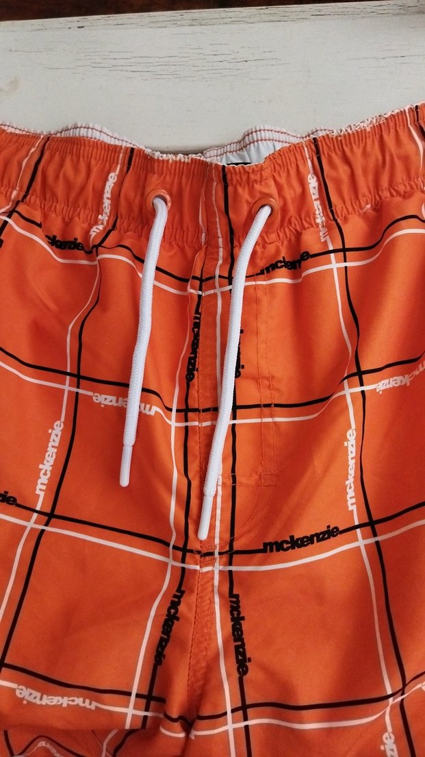 Turuncu Kareli Belden Bağlamalı Erkek Şort - Görsel 2