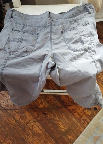 Gri Keten Kuşaklı Mini Hamile Şortu - Görsel 5