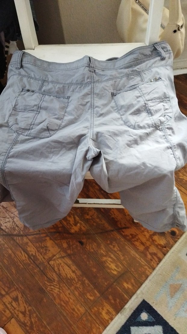 Gri Keten Kuşaklı Mini Hamile Şortu - Görsel 5