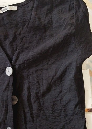 Siyah V Yaka Düğmeli Hamile Tunik - Görsel 2