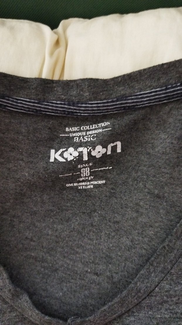 Gri V Yakalı erkek tişört - Görsel 3