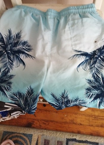 Mavi Palmiye Desenli Erkek Mini Şort - Görsel 7