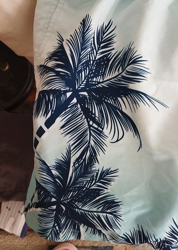 Mavi Palmiye Desenli Erkek Mini Şort - Görsel 2