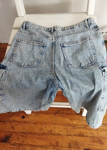 Kadın Gri Mavi Loose Fit Mini Denim Şort - Görsel 6