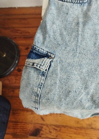 Kadın Gri Mavi Loose Fit Mini Denim Şort - Görsel 2