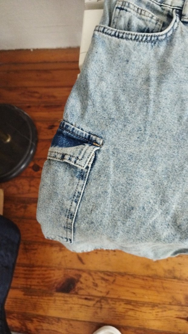 Kadın Gri Mavi Loose Fit Mini Denim Şort - Görsel 2