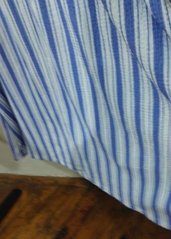 Mavi Çizgili Askılı Uzun Elbise - Görsel 8