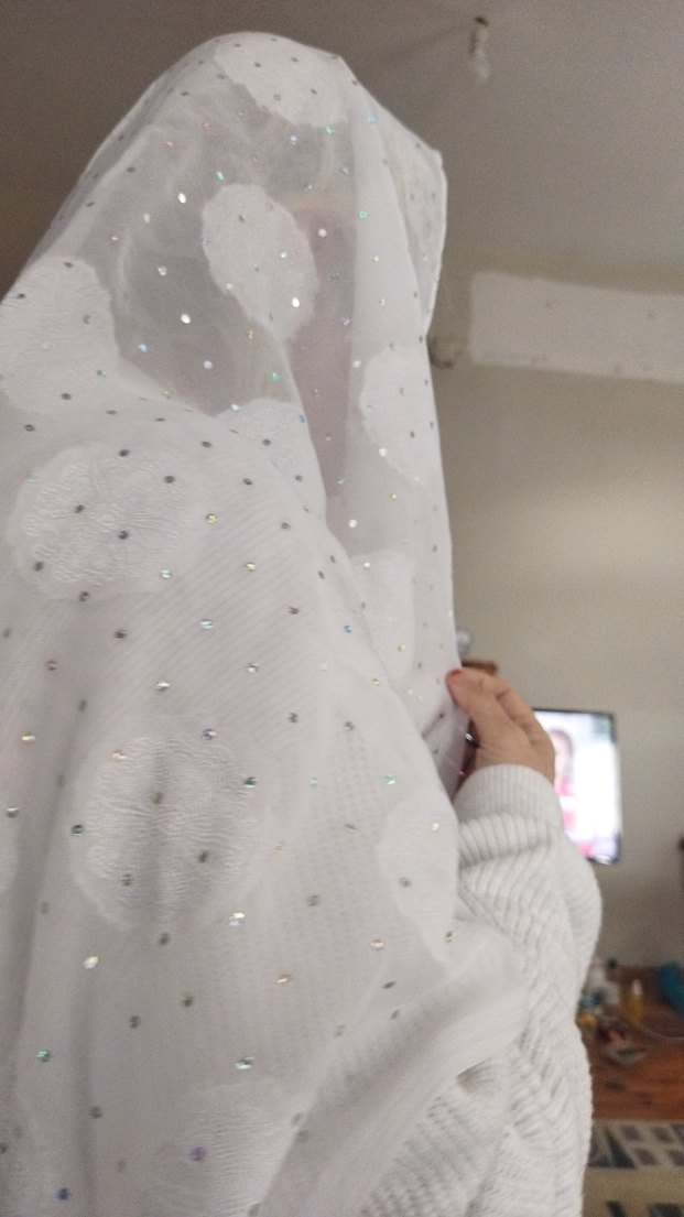 İşlemeli Beyaz namaz örtüsü - Görsel 3