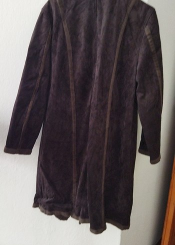 Kahverengi Kadın Süet Uzun manto - Görsel 6