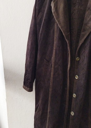 Kahverengi Kadın Süet Uzun manto - Görsel 2