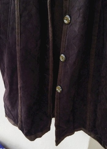 Kahverengi Kadın Süet Uzun manto - Görsel 4