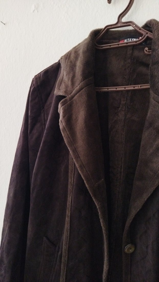 Kahverengi Kadın Süet Uzun manto - Görsel 3