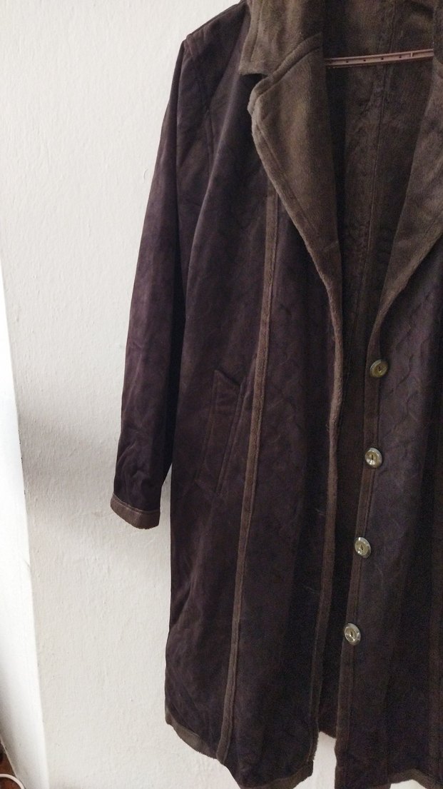 Kahverengi Kadın Süet Uzun manto - Görsel 2