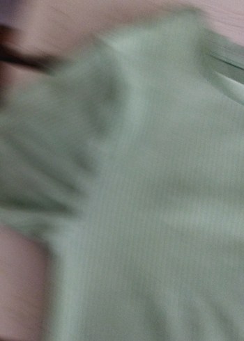 Yeşil Kısa Kollu Triko Tişört - Görsel 5