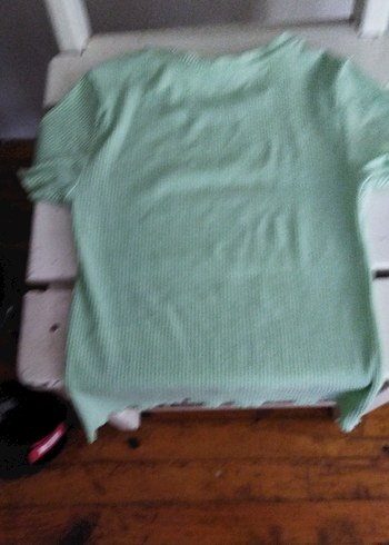 Yeşil Kısa Kollu Triko Tişört - Görsel 6