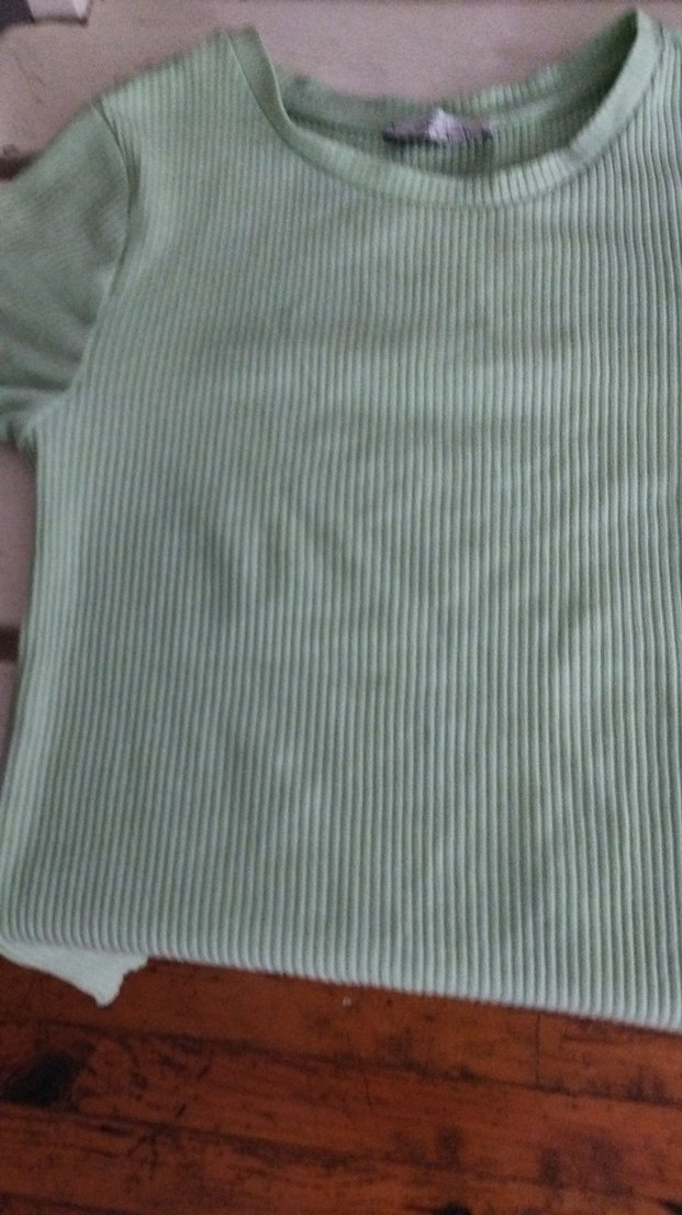 Yeşil Kısa Kollu Triko Tişört - Görsel 2