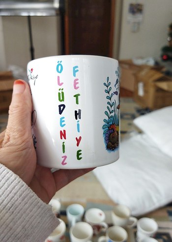 Pastel Renkli Türkiye Temalı Beyaz Kupa - Görsel 2