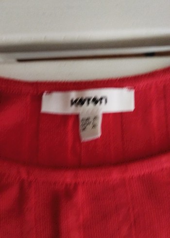 Kırmızı Kısa Kollu Salaş Kadın Tişört - Görsel 3