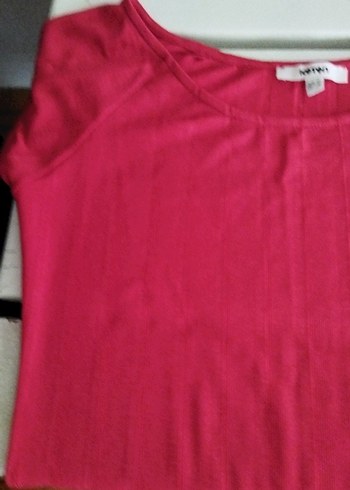 Kırmızı Kısa Kollu Salaş Kadın Tişört - Görsel 2