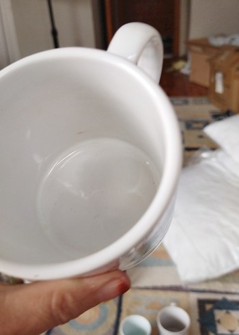 Renkli Desenli Beyaz Seramik Kupa - Görsel 5