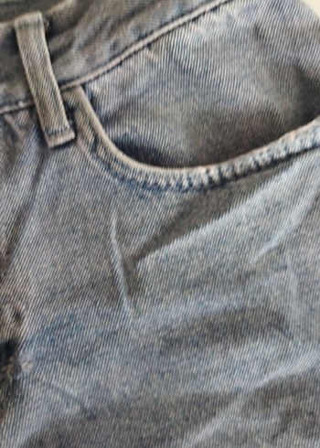 Düğmeli Gri Mavi Kadın Denim Şort - Görsel 4