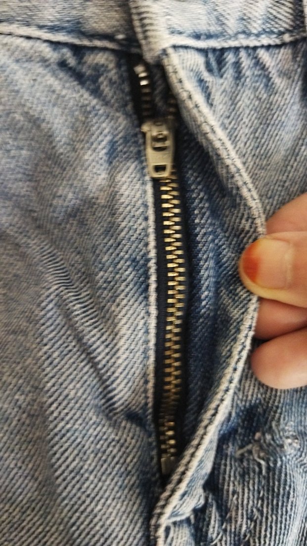 Düğmeli Gri Mavi Kadın Denim Şort - Görsel 2