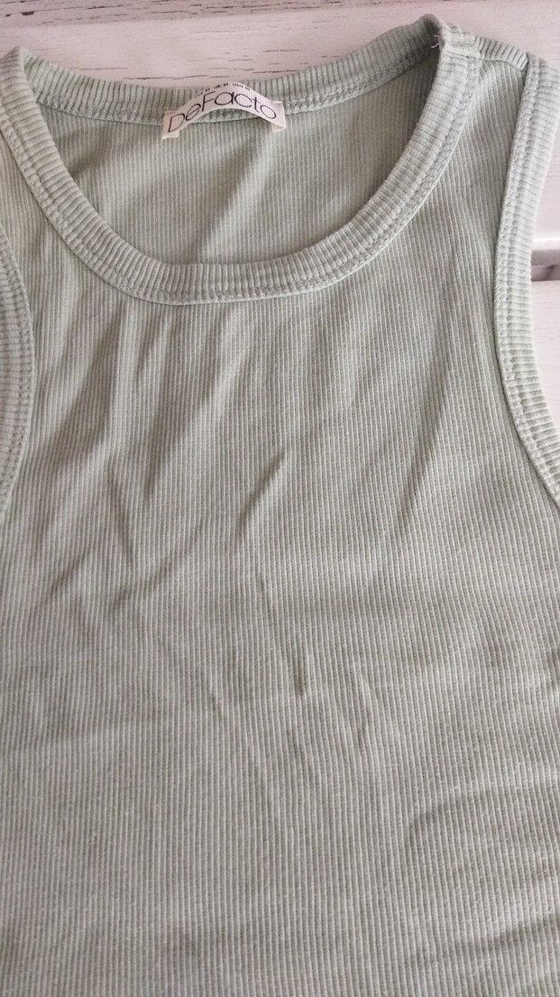 Yeşil Pamuklu Basic Kolsuz Atlet - Görsel 3