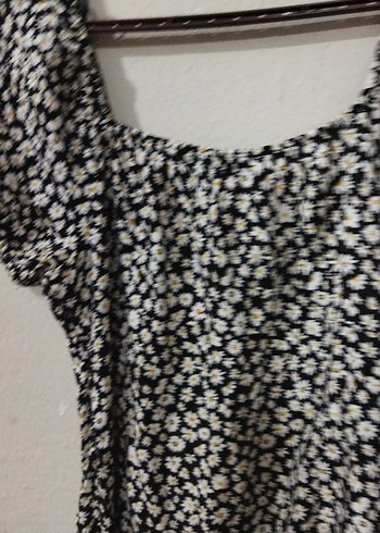 Kısa Kollu Mini Siyah Beyaz Desenli Elbise - Görsel 8