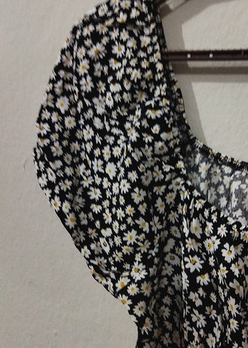 Kısa Kollu Mini Siyah Beyaz Desenli Elbise - Görsel 3