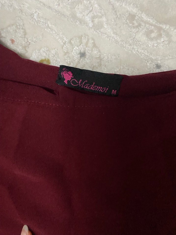 Bordo Uzun Kollu Kadın Elbise - Görsel 3