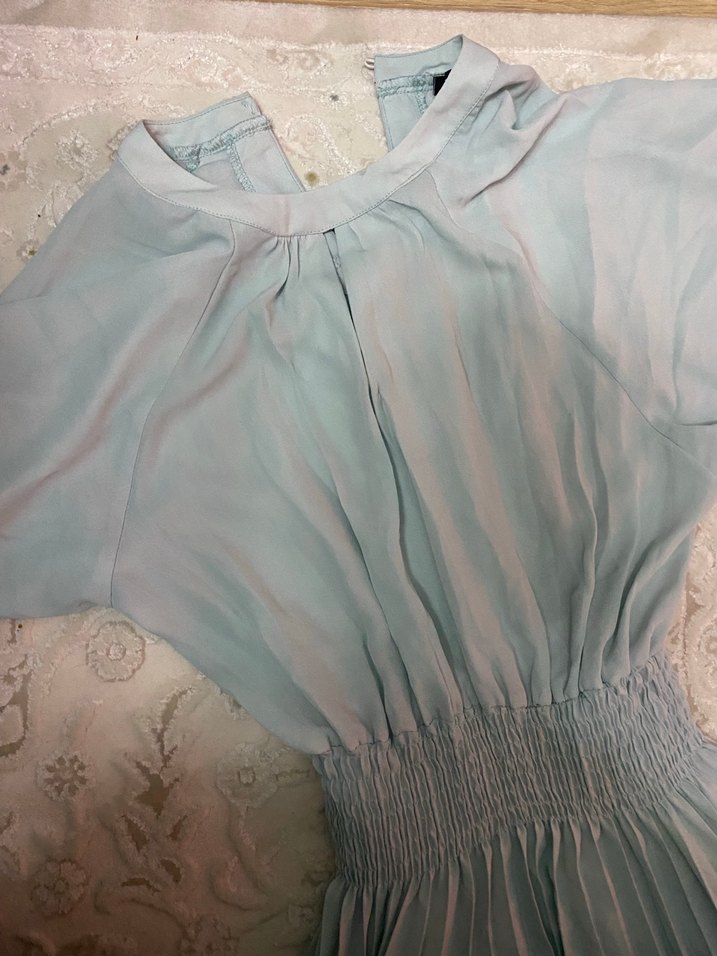 Mavi  Uzun  Elbise - Görsel 2