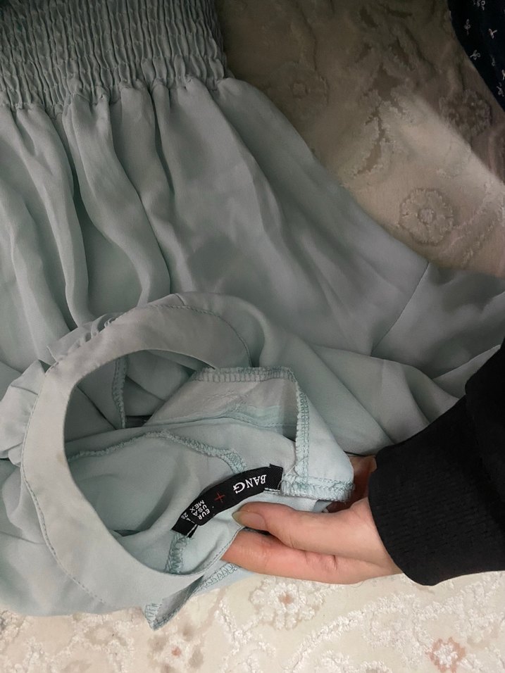 Mavi  Uzun  Elbise - Görsel 5