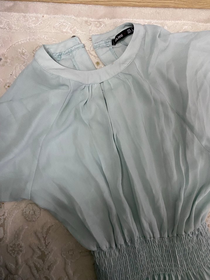 Mavi  Uzun  Elbise - Görsel 3