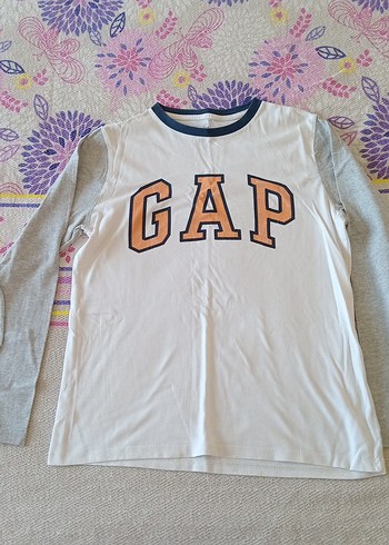 GAP Baskılı Erkek Çocuk Gri Uzun Kollu Tişört