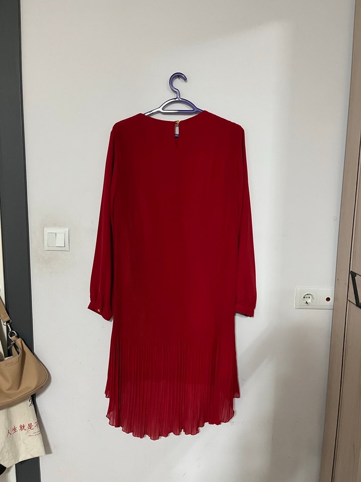 Kadın Kırmızı Uzun Kollu Abiye Tunik - Görsel 2