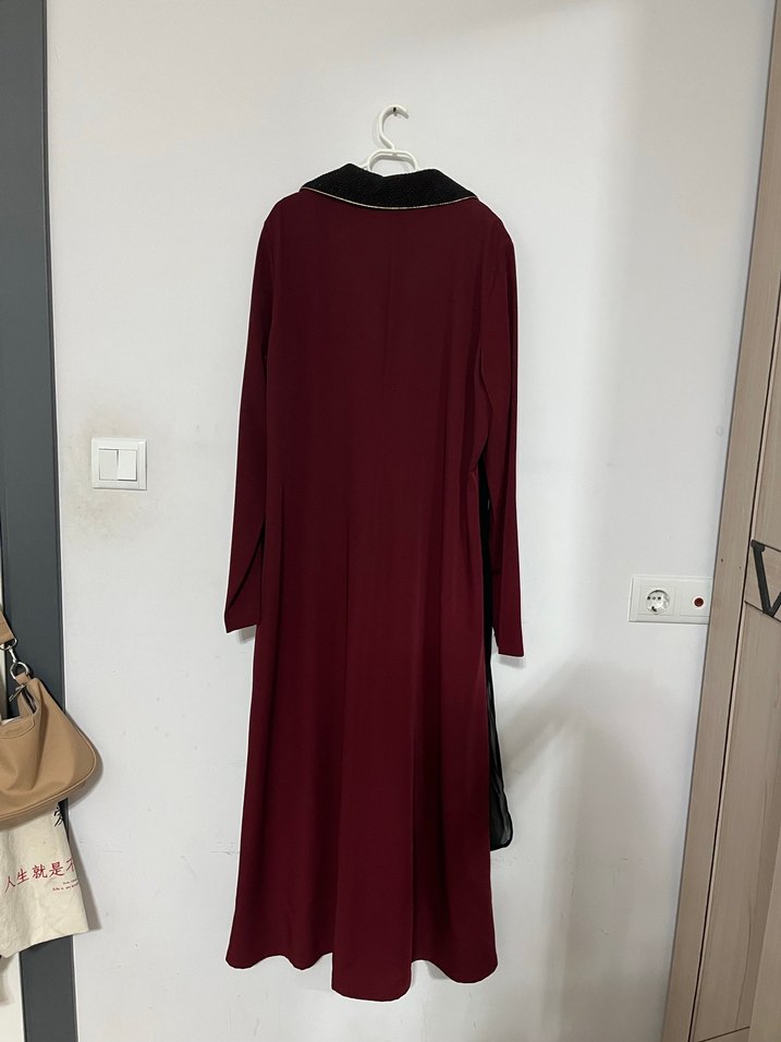 Bordo Uzun Kollu Yüksek Yakalı tunik - Görsel 3