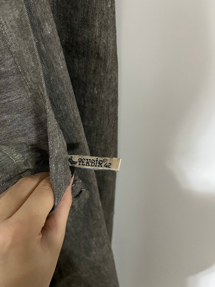 Kahverengi Keten Kadın Uzun Etek - Görsel 3