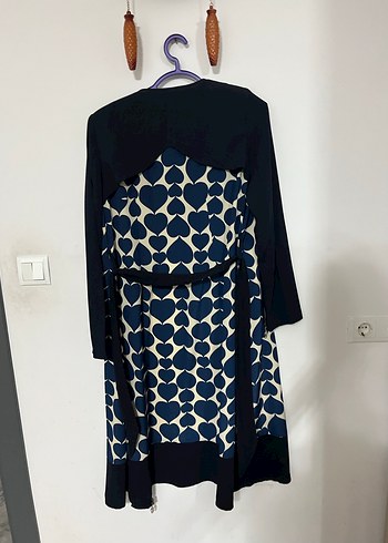 Uzun Mavi Desenli Pardesü - Görsel 4