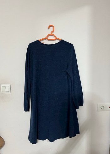 Düğmeli Lacivert Kadın Triko Elbise - Görsel 2