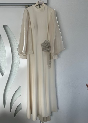 ekru nişan elbisesi - Görsel 4