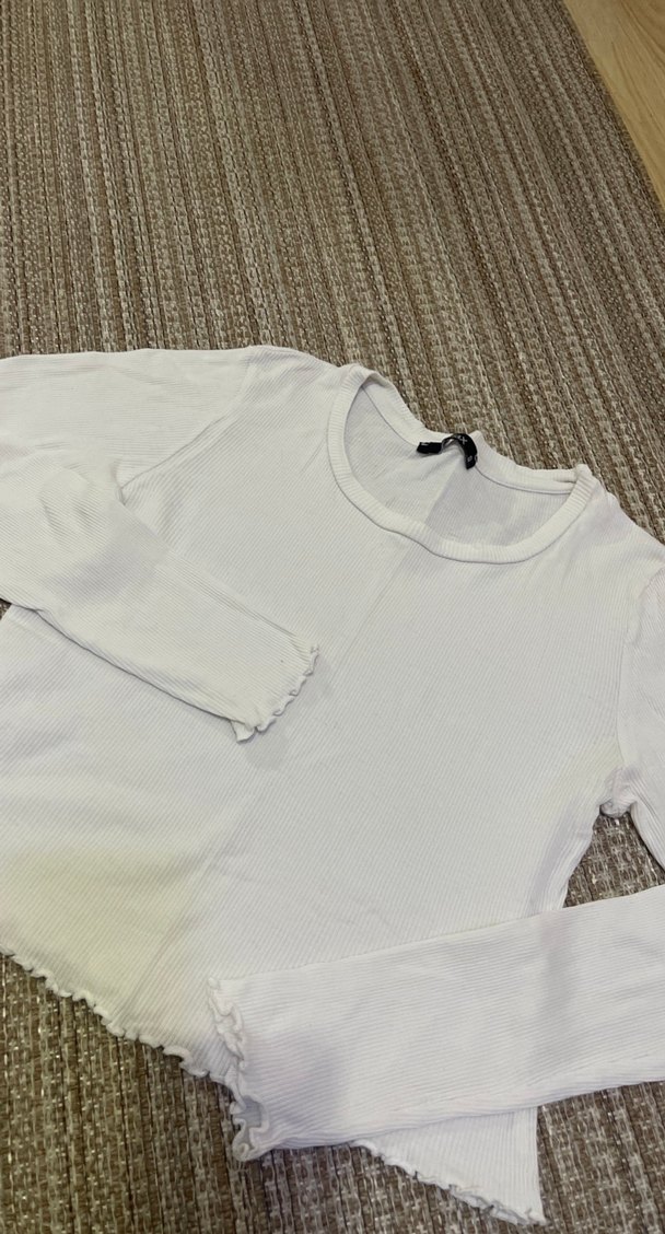 Kız Çocuk Beyaz Uzun Kollu Basic Tişört - Görsel 2