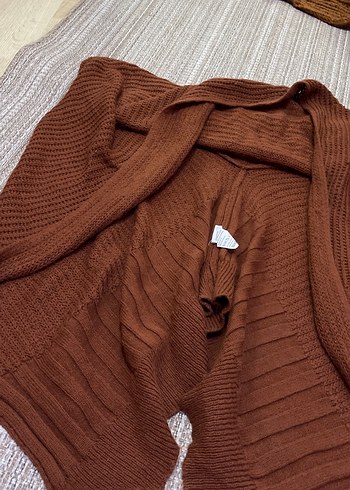 Bohem Tarzı Rahat Kahverengi Triko Hırka - Görsel 2