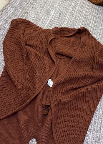 Bohem Tarzı Rahat Kahverengi Triko Hırka - Görsel 5