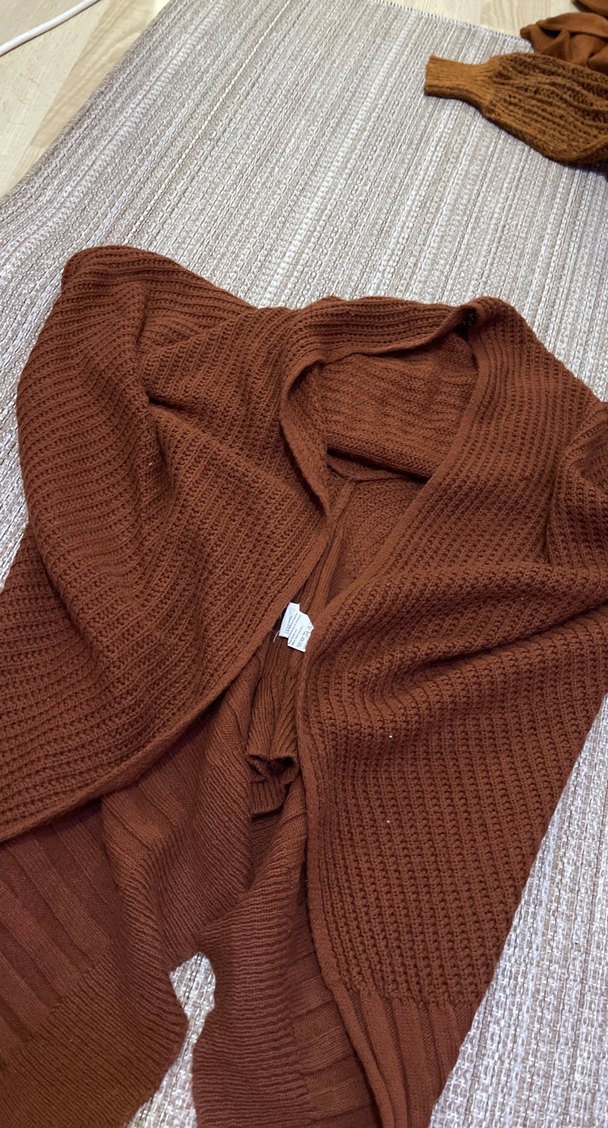 Bohem Tarzı Rahat Kahverengi Triko Hırka - Görsel 5