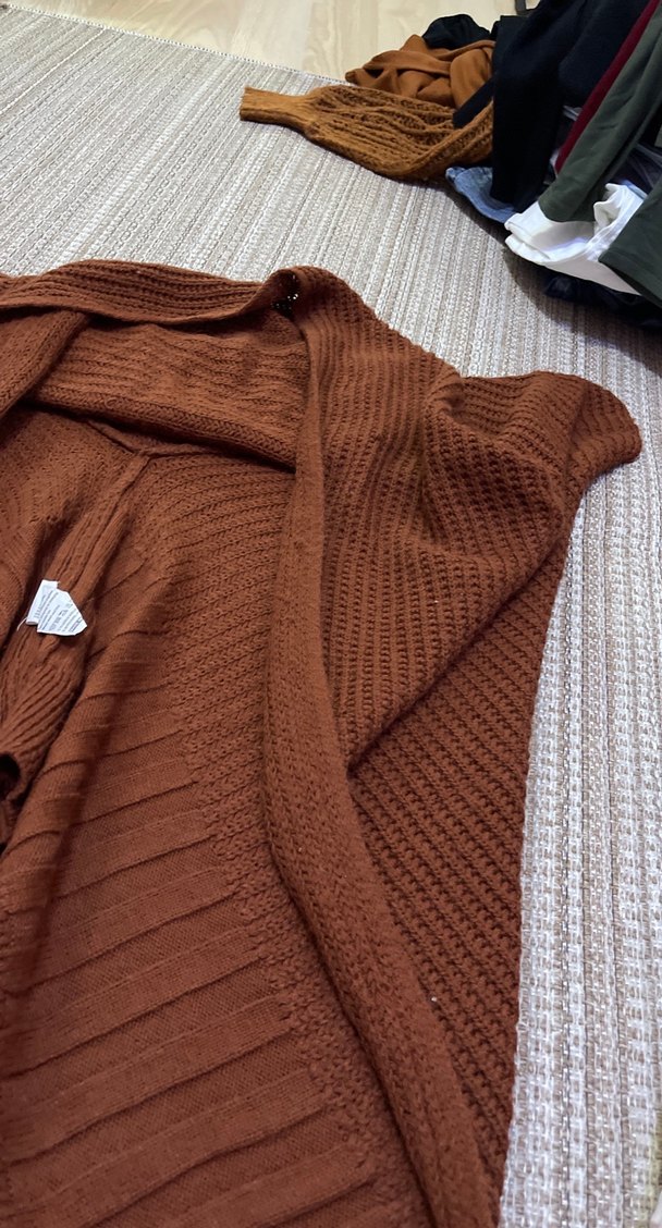 Bohem Tarzı Rahat Kahverengi Triko Hırka - Görsel 3