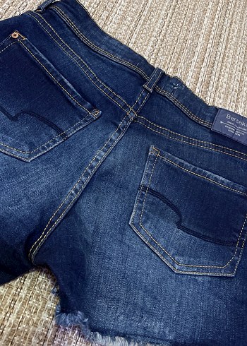 Lacivert Mini Bol Kesim Denim Şort - Görsel 4