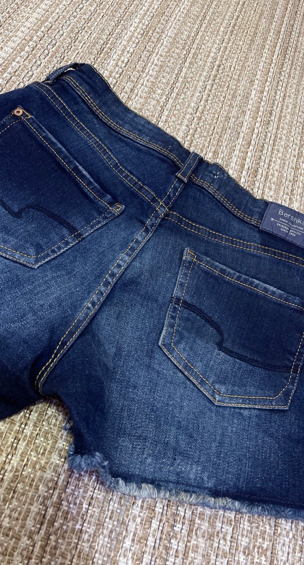 Lacivert Mini Bol Kesim Denim Şort - Görsel 4